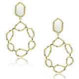 Alamode Gold & Brush Brass Earrings with Synthetic Synthetic Stone in White - Alamode - Flyclothing LLC