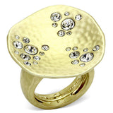 Alamode Gold & Brush Brass Ring with Top Grade Crystal in Clear - Alamode - Flyclothing LLC