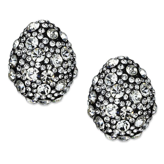Alamode TIN Cobalt Black Brass Earrings with Top Grade Crystal in Clear - Alamode - Flyclothing LLC