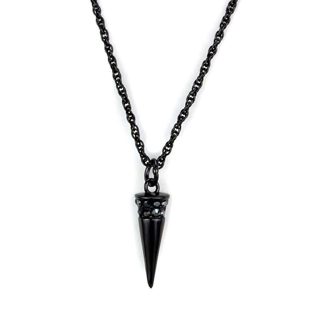 Alamode TIN Cobalt Black Brass Chain Pendant with Top Grade Crystal in Hematite - Alamode - Flyclothing LLC