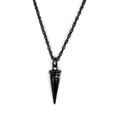 Alamode TIN Cobalt Black Brass Chain Pendant with Top Grade Crystal in Hematite - Alamode - Flyclothing LLC