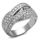 Alamode Rhodium Brass Ring with AAA Grade CZ in Clear - Alamode - Flyclothing LLC