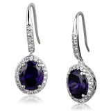 Alamode Rhodium Brass Earrings with AAA Grade CZ in Amethyst - Alamode - Flyclothing LLC