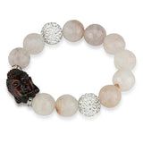 Alamode Rhodium Brass Bracelet with Synthetic Onyx in Light Rose - Alamode - Flyclothing LLC