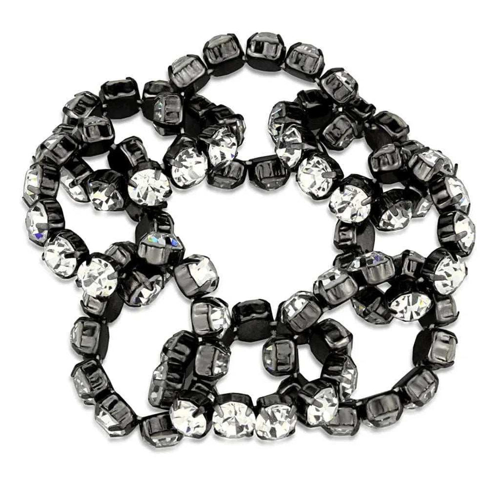 Alamode Ruthenium Brass Bracelet with Top Grade Crystal in Clear - Alamode - Flyclothing LLC