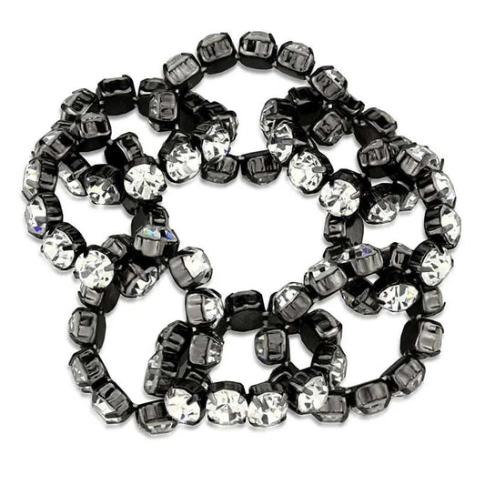 Alamode Ruthenium Brass Bracelet with Top Grade Crystal in Clear - Alamode - Flyclothing LLC