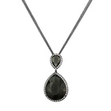 Alamode TIN Cobalt Black Brass Chain Pendant with Synthetic Synthetic Glass in Black Diamond - Alamode - Flyclothing LLC