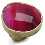 Alamode Antique Copper Brass Ring with Synthetic Onyx in Fuchsia - Alamode - Flyclothing LLC