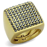 Alamode Gold & Brush Brass Ring with Top Grade Crystal in Hematite - Alamode - Flyclothing LLC