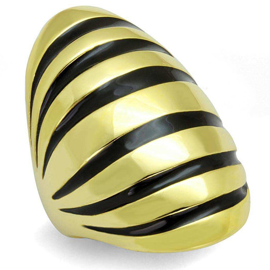 Alamode Gold Brass Ring with Epoxy in Jet - Alamode - Flyclothing LLC