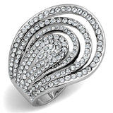 Alamode Rhodium Brass Ring with Top Grade Crystal in Clear - Alamode - Flyclothing LLC