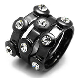 Alamode TIN Cobalt Black Brass Ring with Top Grade Crystal in Clear - Alamode - Flyclothing LLC