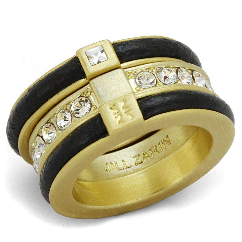 Alamode Gold & Brush Brass Ring with Top Grade Crystal in Clear - Alamode - Flyclothing LLC