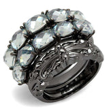 Alamode TIN Cobalt Black Brass Ring with Top Grade Crystal in Black Diamond - Alamode - Flyclothing LLC