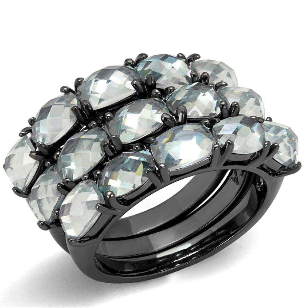 Alamode TIN Cobalt Black Brass Ring with Top Grade Crystal in Black Diamond - Alamode - Flyclothing LLC