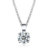 Alamode Rhodium Brass Chain Pendant with AAA Grade CZ in Clear - Alamode - Flyclothing LLC