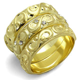 Alamode Gold & Brush Brass Ring with Top Grade Crystal in Clear - Alamode - Flyclothing LLC