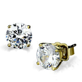 Alamode Gold Brass Earrings with AAA Grade CZ in Clear - Alamode - Flyclothing LLC