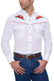 Ely Cattleman Mens L/S White Solid W/Red Rose Embroidery - Ely Cattleman - Flyclothing LLC