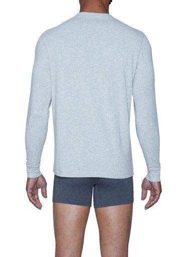 Wood Underwear heather grey men's long sleeve henley - Wood Underwear - Flyclothing LLC