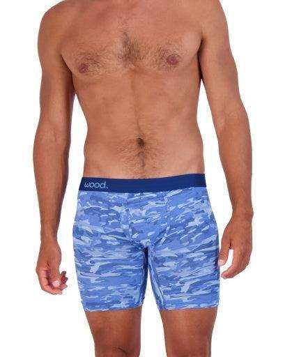 Wood Underwear blue camo mens biker brief w-fly - Wood Underwear - Flyclothing LLC