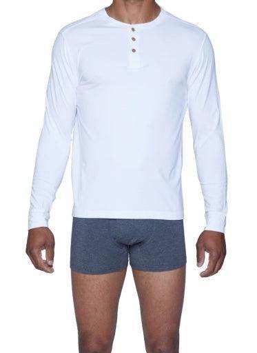 Wood Underwear white men's long sleeve henley - Wood Underwear - Flyclothing LLC
