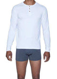 Wood Underwear white men's long sleeve henley - Wood Underwear - Flyclothing LLC