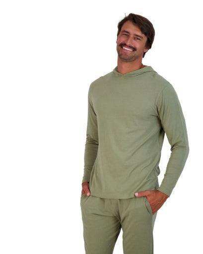 Wood Underwear olive mens long sleeve hoodie - Wood Underwear - Flyclothing LLC