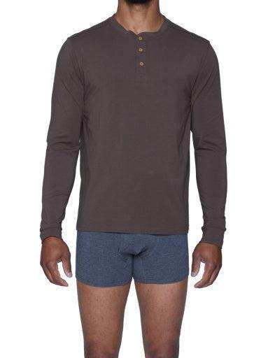 Wood Underwear walnut men's long sleeve henley - Wood Underwear - Flyclothing LLC