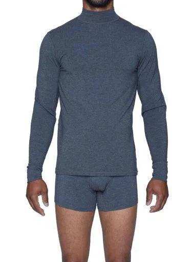 Wood Underwear charcoal heather men's long underwear mock turtle - Wood Underwear - Flyclothing LLC