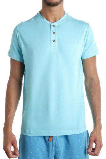 Wood Underwear sky men's short sleeve henley - Wood Underwear - Flyclothing LLC