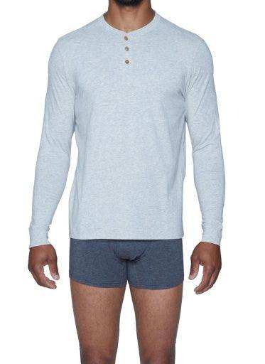 Wood Underwear heather grey men's long sleeve henley - Wood Underwear - Flyclothing LLC