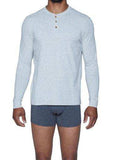 Wood Underwear heather grey men's long sleeve henley - Wood Underwear - Flyclothing LLC