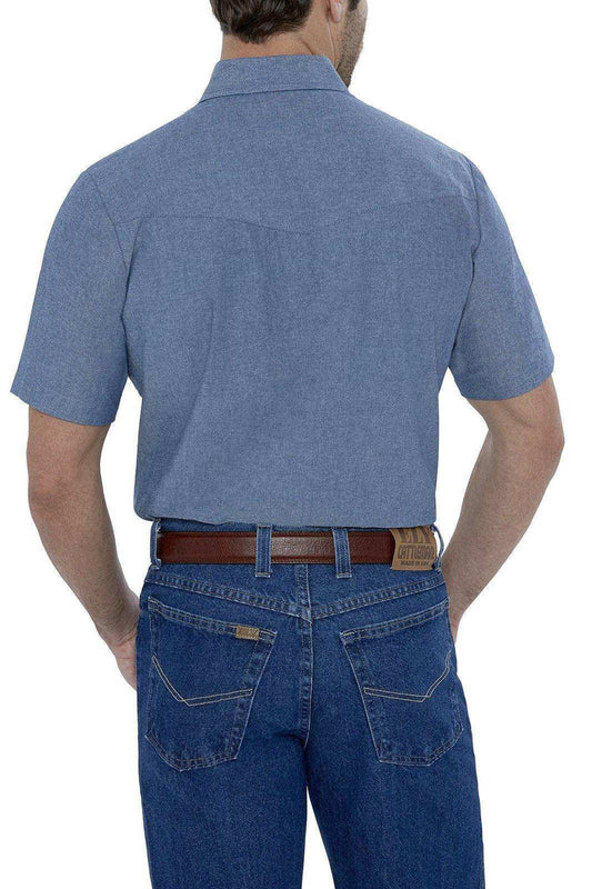 Ely Cattleman Mens S/S Chambray Snap Shirt - Ely Cattleman - Flyclothing LLC