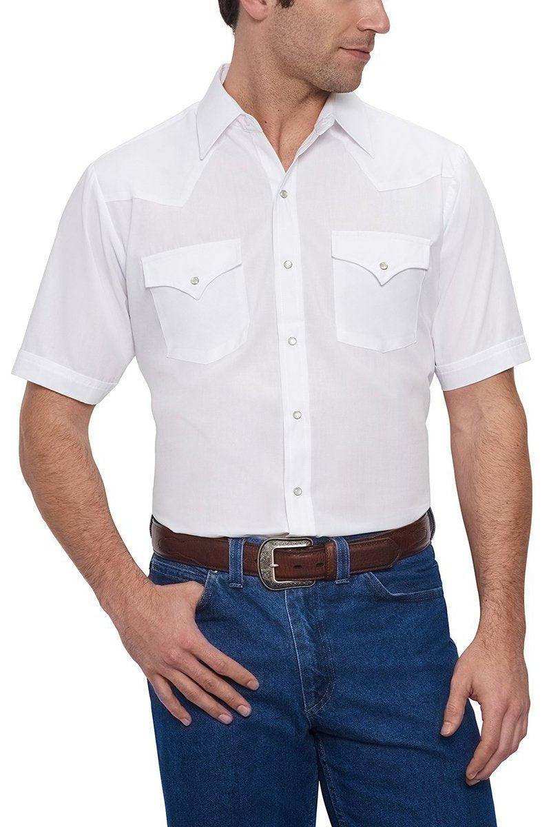 Ely Cattleman Mens S/S White Solid Snap Shirt - Ely Cattleman - Flyclothing LLC