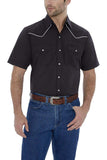 Ely Cattleman Mens S/S Black W/ White Piping Snap Shirt - Ely Cattleman - Flyclothing LLC