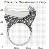 Alamode High polished (no plating) Stainless Steel Ring with Synthetic Synthetic Stone in White - Alamode - Flyclothing LLC