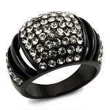 Alamode IP Black(Ion Plating) Stainless Steel Ring with Top Grade Crystal in Hematite - Alamode - Flyclothing LLC