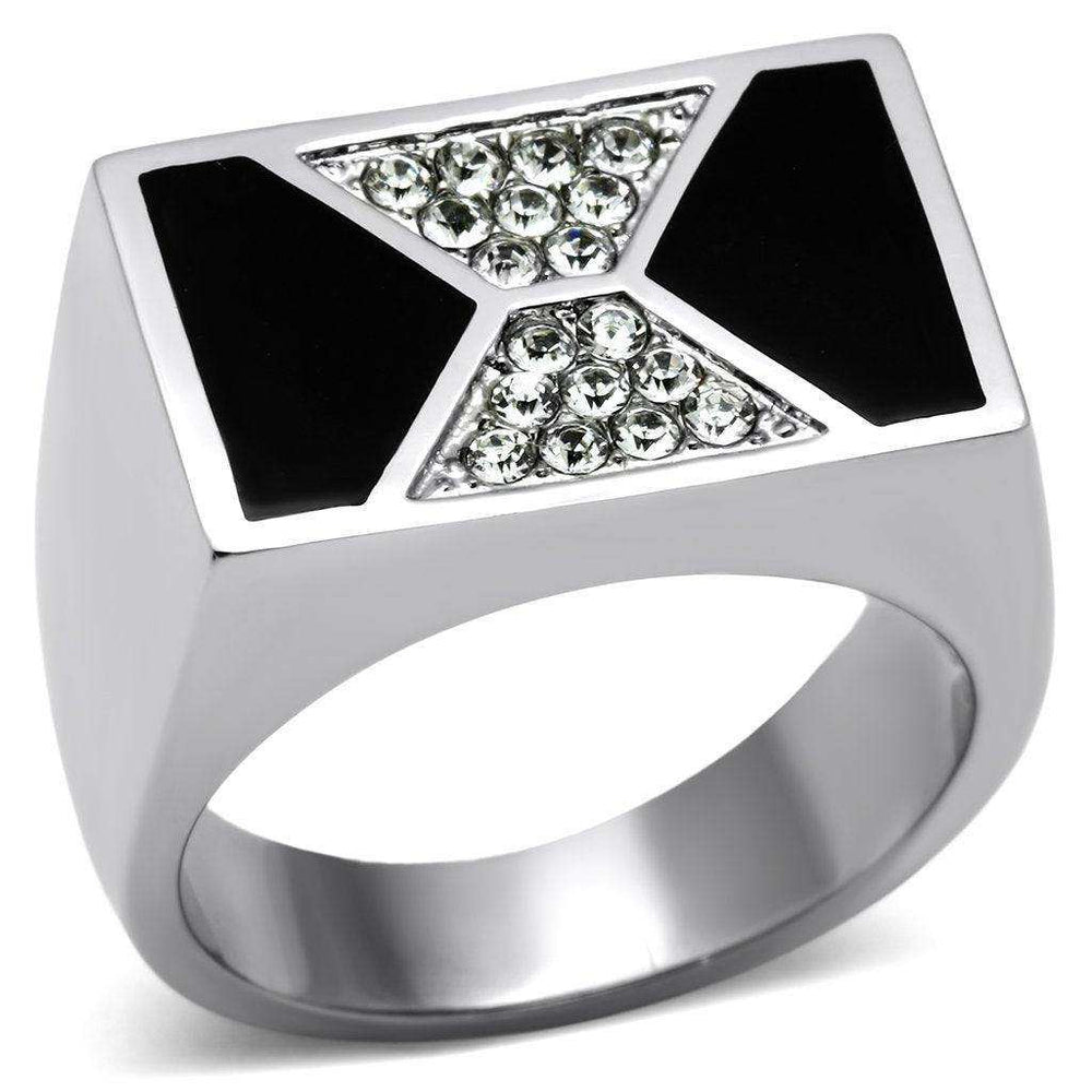 Alamode High polished (no plating) Stainless Steel Ring with Top Grade Crystal in Clear - Alamode - Flyclothing LLC