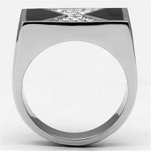 Alamode High polished (no plating) Stainless Steel Ring with Top Grade Crystal in Clear - Alamode - Flyclothing LLC