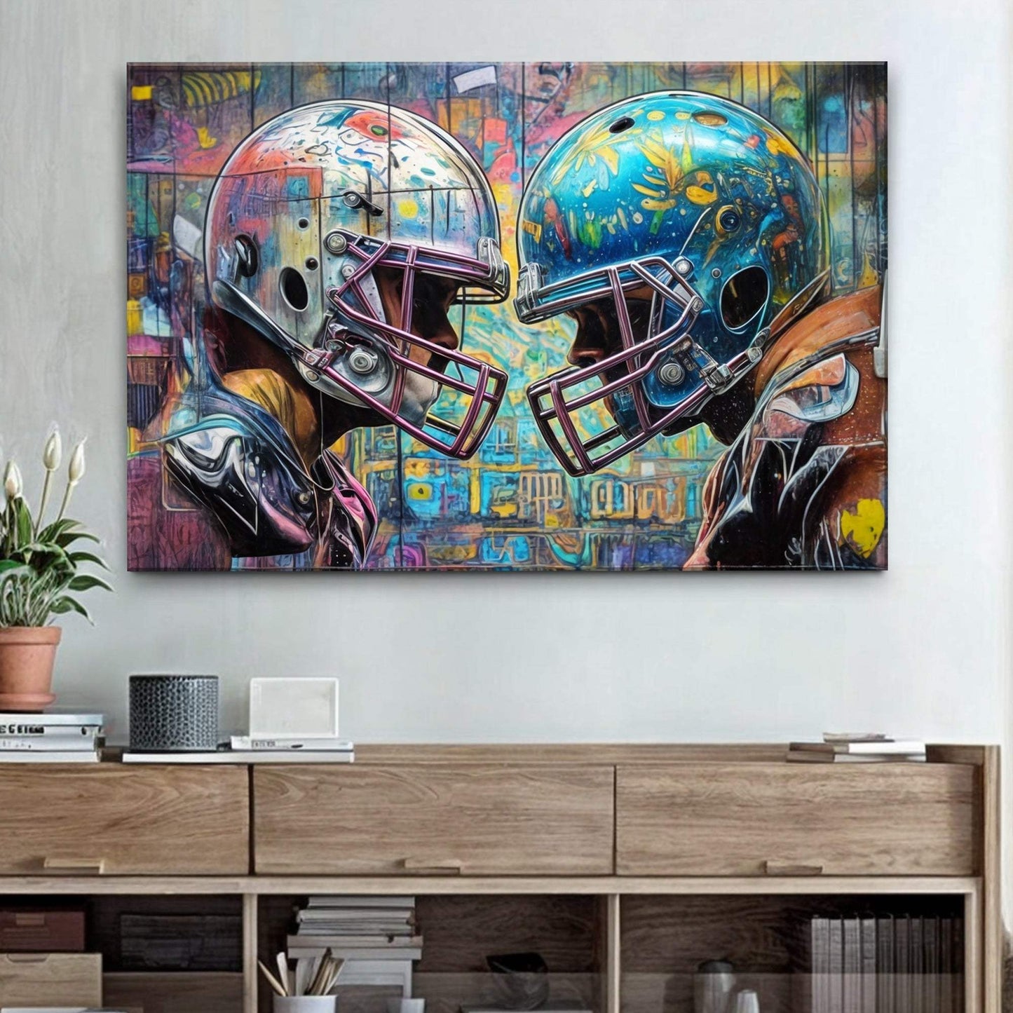 Helmet Clash - Sport Wall Art - Tailored Canvases - Flyclothing LLC