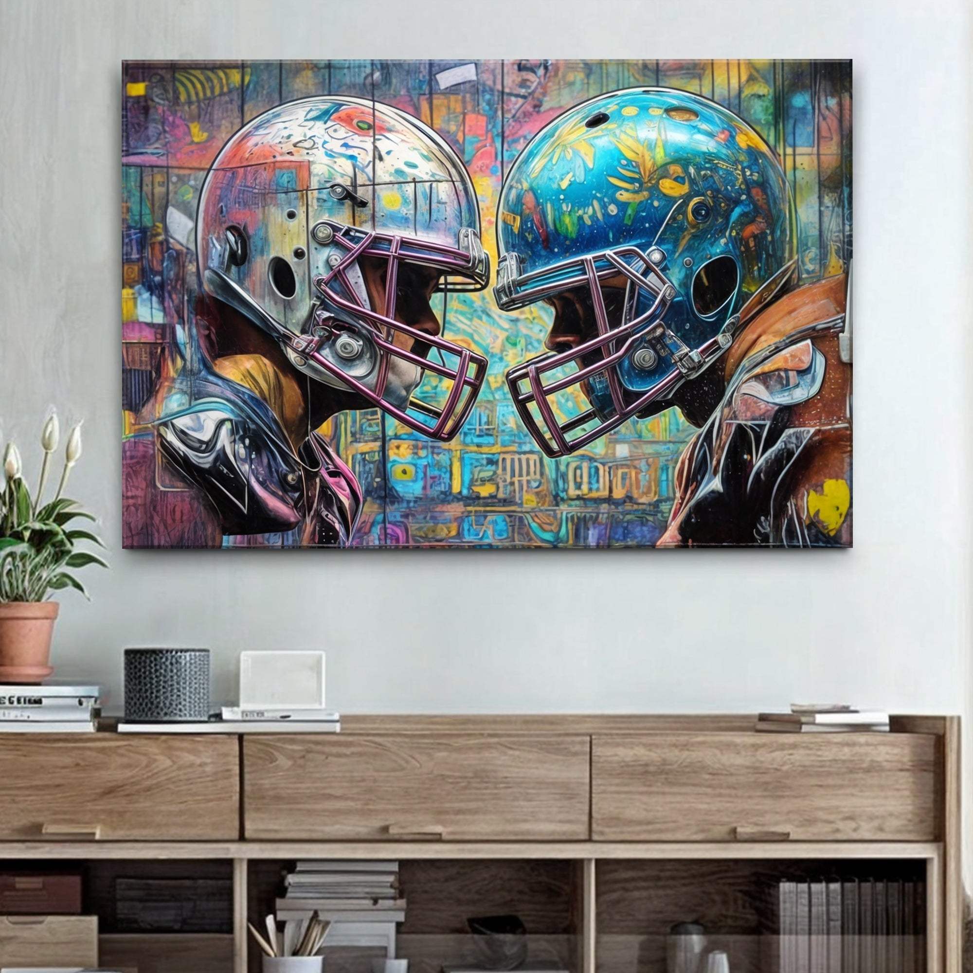 Helmet Clash - Sport Wall Art - Tailored Canvases - Flyclothing LLC