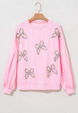 Bow Round Neck Long Sleeve Sweatshirt - Trendsi - Flyclothing LLC