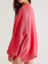 Round Neck Long Sleeve Sweater - Trendsi - Flyclothing LLC