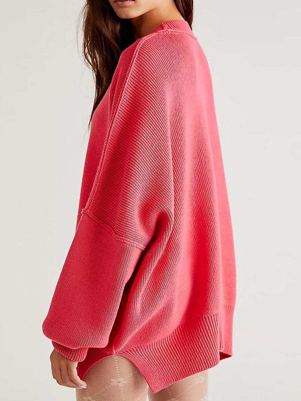 Round Neck Long Sleeve Sweater - Trendsi - Flyclothing LLC