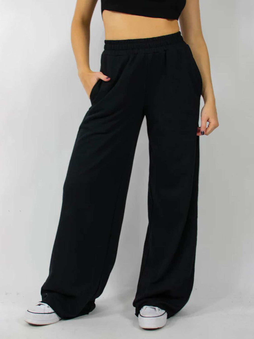 Elastic Waist Wide Leg Pants - Trendsi - Flyclothing LLC