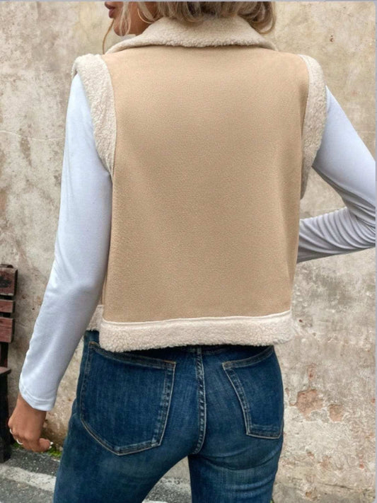 Zip Up Sherpa Vest Coat - Trendsi - Flyclothing LLC