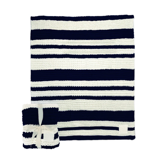 Plain Navy Cable Knit Throw 50x60 - Logo Brands - Flyclothing LLC