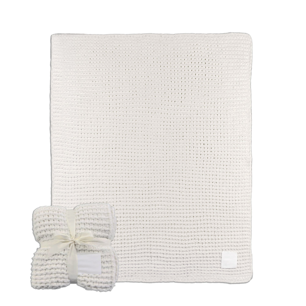 Plain Solid Ivory Cable Knit Throw 50x60