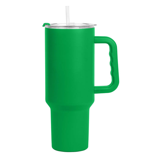 Plain Kelly 40oz Powder Coat Tumbler w/ Color Handle - Logo Brands - Flyclothing LLC